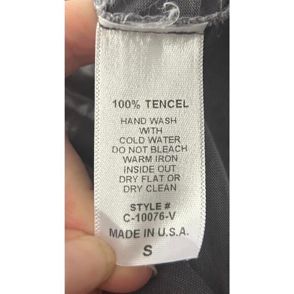 CHATOYANT Gray Dyed Cold Shoulder Sheer Blouse Top Womens L - Picture 6 of 6